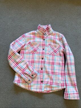 Weatherproof Girls Pink Plaid Fleece Snap-Front Shirt Jacket